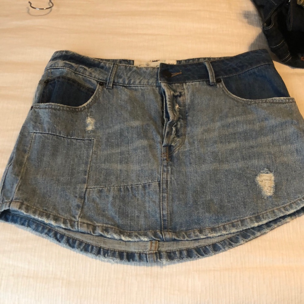 Free people denim skirt!